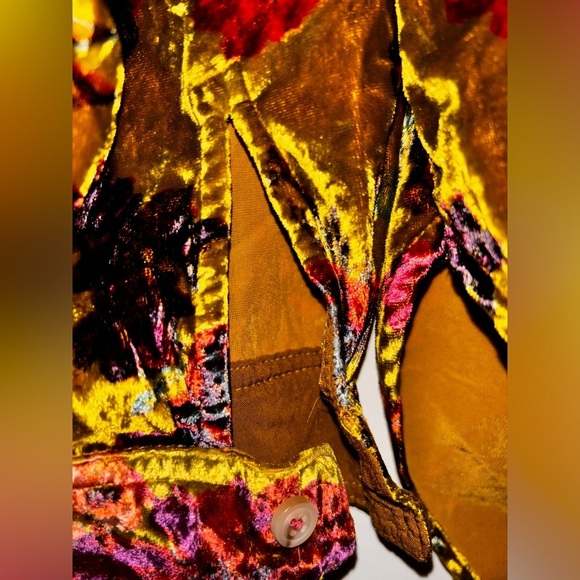 Pilcro Anthropologie Fall Shirt Floral Velvet Button Up Burnout Women MP NEW - Picture 5 of 12